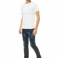 Jual Kaos Polos Pria Henley Pendek Putih Diskon Murah