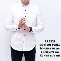 Jual KEMEJA PANJANG PUTIH POLOS KERAH SHANGHAI PRIA COWOK KEREN CASUAL Murah