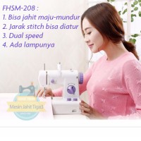 Jual Mesin Jahit Portable, Mesin Jahit Mini, Tipe FHSM-208 + Lampu Murah