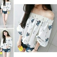 Jual Baju Atasan Wanita Terbaru AZ- sabrina rose white Murah