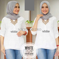 Jual DCR Tunik/Baju Wanita/Baju Atasan/Sabrina/White Top Murah
