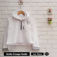 Jual PROMO Smile Crop Hoodie White Murah