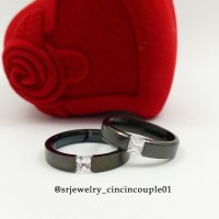 Cincin Kawin Nikah Black Ring Couple Titanium Sepasang Mewah Murah