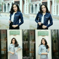 Jual Best Quality jaket crop light & navy blue | jacket jeans wanita Murah