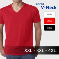 Jual Kaos V-Neck Kaos Polos Oblong T-Shirt Jumbo Big Size XXL XXXL XXXXL Murah