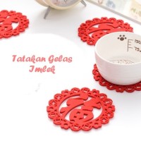 Jual Tatakan Gelas Imlek (Anti Slip, ada tulisan HOKI) Murah