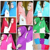 Jual (Hijab, Khimar, Bergo, Scarf, Kerudung) Jilbab Ellya Dual layer ceruty Murah