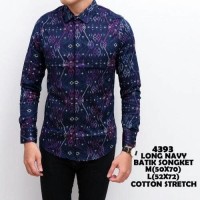 Jual KEMEJA KANTOR MURAH SLIMFIT MURAH BATIK SONGKET BIRU COWO KERJA SLIM Murah