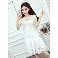 Jual Sabrina dress brukat white import elegant Murah
