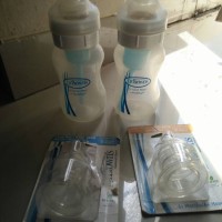 Jual preloved botol susu dr.brown wide neck 240ml beserta dot silikon wide Murah