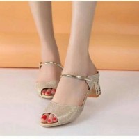 Sepatu Heels Gold Pesta Murah - High Heels Kerja - Heel Glitter Kantor