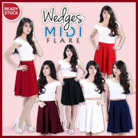 Jual Rok Wanita Wedges Midi Flare Bandage Fever (CSK111) Murah