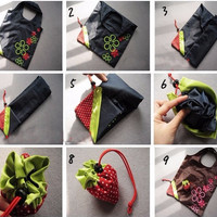 Jual Tas belanja lipat dan cadangan tas kecil bentuk strawberry - FTS009 Murah