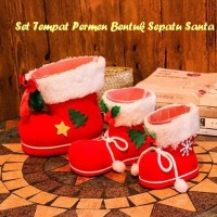 Jual Jual.. Set Tempat Permen Bentuk Sepatu Santa ( 1 set isi 3 pcs ukuran Murah