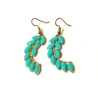 Jual Anting Gemstone Daun Leaf Bohemian Etnik Korea Bali Hijab Prem Murah
