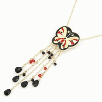 Jual Kalung Kupu Etnik Vintage Panjang Tassel Bohemian Korea Import Murah