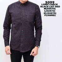Jual KEMEJA FORMAL FLANEL 5099 LONG CHECK BLACK LIST RED HARGA DISTRIBUTOR Murah