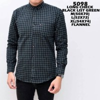 Jual KEMEJA FORMAL FLANEL 5098 LONG CHECK BLACK LIST GREEN GROSIR Murah