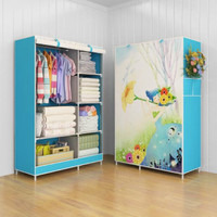 Jual 03 Flower Multifunction Wardrobe Cloth Rack with cover lemari pakaian Murah
