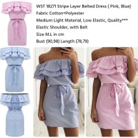 Jual WST 18271 Stripe Layer Belted Dress Murah