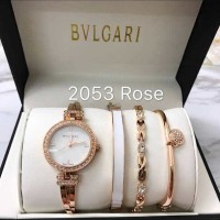 JAM TANGAN WANITA BVLGARI PAKET BV033 ROSEGOLD MURAH