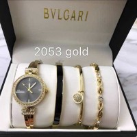 JAM TANGAN WANITA BVLGARI PAKET BV033 GOLD BLACK MURAH