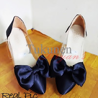 Jual Sepatu Wanita / Cewek Flat Mika Bowtie Hitam Murah