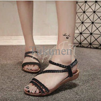 Jual Sepatu Wanita / Cewek Sandal Kepang V35 Hitam Murah