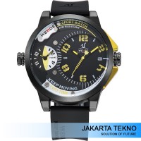 Jual Jam Tangan Pria Weide Dual Time Zone 30M UV1501 Yellow Murah