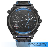 Jual Jam Tangan Pria Weide Universe Series Dual Time Zone UV1507 Black/Blue Murah