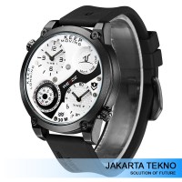 Jual Jam Tangan Pria Weide Dual Time Zone Compass UV1505 White/Black Murah