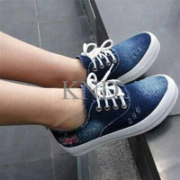 Jual Sepatu Wanita / Cewek Sepatu Kets Wanita Bendera Ys6 Biru Tua / Sepatu Murah