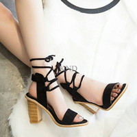 Jual Sepatu Wanita / Cewek High Heels Tahu Treeps Ballerina Hitam KND Murah