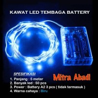 Jual Lampu Natal LED Kawat Tembaga Biru/Blue Batre/Baterai A2 5 Meter Murah