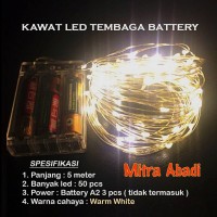Jual Lampu Natal LED Kawat Tembaga Warm White Batre/Baterai A2 5 Meter Murah