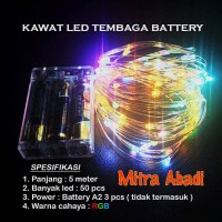 Jual Lampu Natal LED Kawat Tembaga RGB Batre/Baterai A2 5 Meter Murah