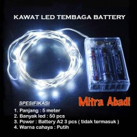 Jual Lampu Natal LED Kawat Tembaga Putih/White Batre/Baterai A2 5 Meter Murah