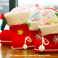 Jual Murah Set Tempat Permen Bentuk Sepatu Santa ( 1 set isi 3 pcs ukuran Murah