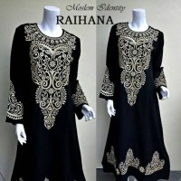 Jual Gamis Abaya Hitam eklusive, Gamis Pesta Bordir, Abaya Arab Raihana Murah