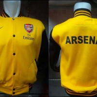 Jual JAKET HOODIE SWEATER BASEBALL BOLA ARSENAL KUNING HITAM Murah