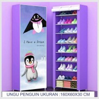 rak sepatu sandal 9 susun portable import-lemari sepatu kain motif