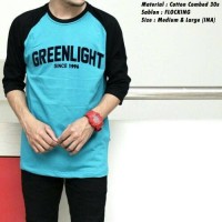 Jual Kaos Raglan Greenlight Light Blue Murah
