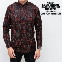 Jual Kemeja Batik Songket Pria Long Brown Murah