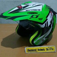 Jual helm cross JPX SUPERMOTO NMAX Green Fluo black Murah