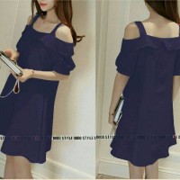 Jual dress pendek / mini dress navy sabrina cute simply midi fashion style Murah