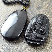 Jual OBSIDIAN AKIK BACAN KALUNG BODHISATVA KWAM IN UTK SHIO KAMBING MONYET Murah