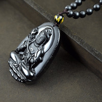 Jual OBSIDIAN AKIK BACAN KALUNG BODHISATVA KWAM IN TERATAI UTK SHIO KUDA Murah