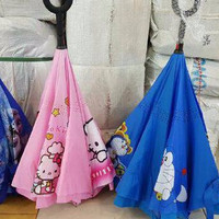 Jual Payung Terbalik gagang C motif HELLO KITTY DORAEMON FROZEN Kazbrella Murah