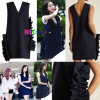 Jual GIRLS GENERATION Yoona Ruffled Crepe navy dress Murah