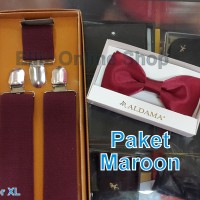 Jual Paket Suspender/Bretel/Tali Jojon 3,5 cm + Dasi Kupu Aldama Dewasa XL Murah